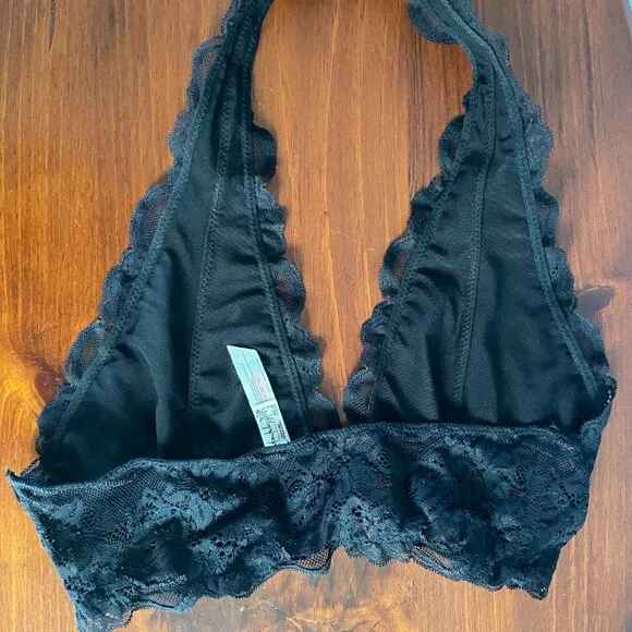 Free People Intimately Halter Lace Bralette Bundle of 2 Medium Black & White NWT - Picture 6 of 12